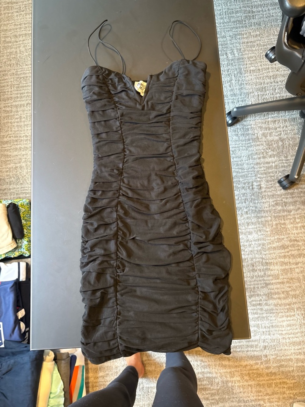 Princess Polly Black Ruched Spaghetti Strap Mini Dress